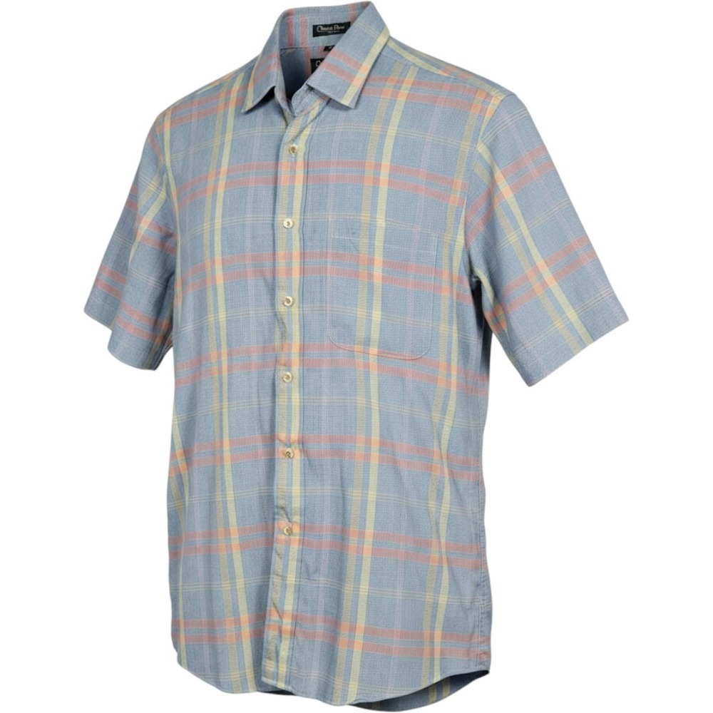 Vintage Christian Dior Monsieur Shirt Mens Medium Plaid Short Sleeve Button Down
